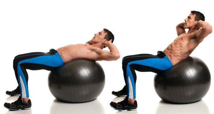 Twisting on the ball is perfect for pressing the upper part of the abdomen